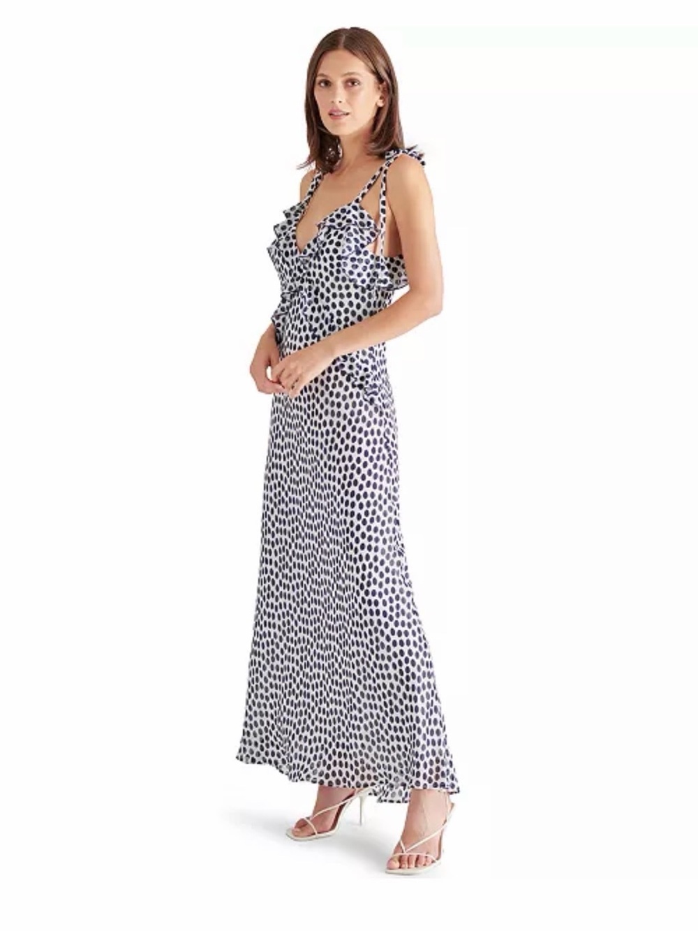 Steve Madden Adalina Ruffled Polka Dot Maxi Dress - Blue & White